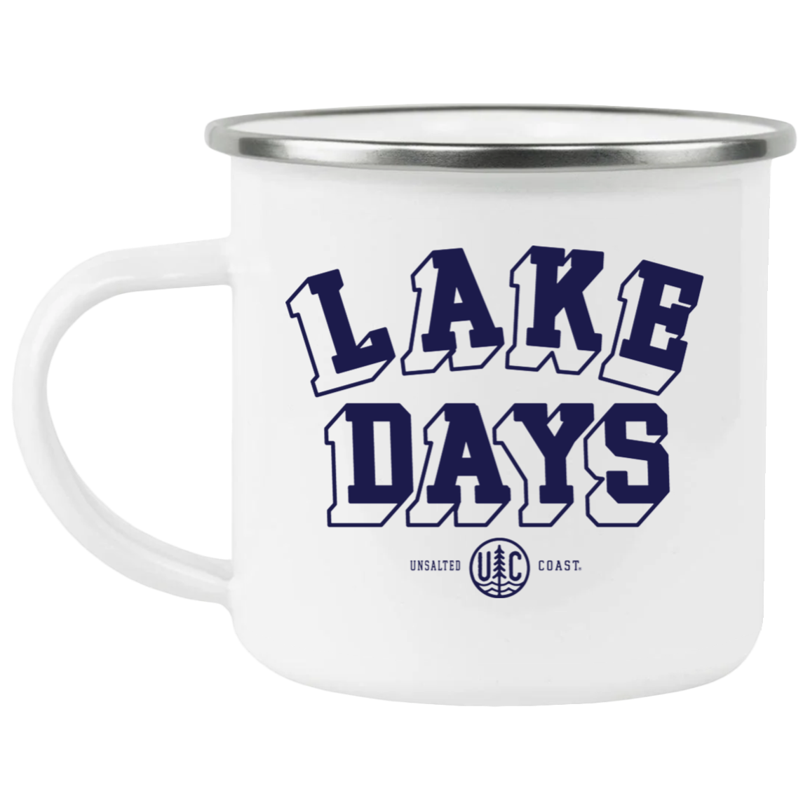 Lake Days Navy  Enamel Camping Mug